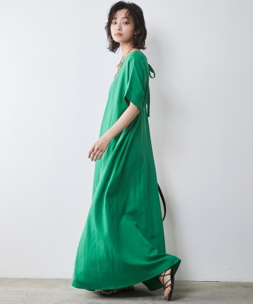 「CHIC STYLE」 半袖ワンピース L ブラック レディース_画像7