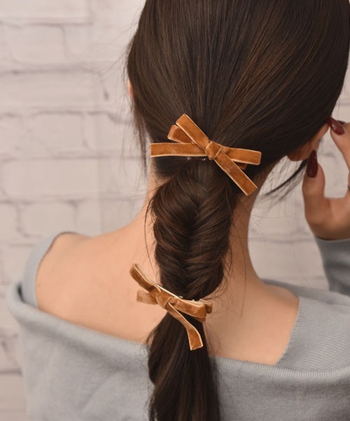 VIBGYOR Women ヘアクリップ 「float」カラフル ベロア リボン ヘア