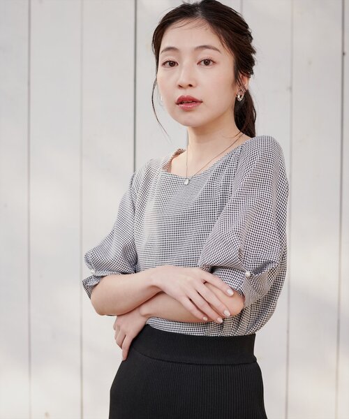 「natural couture」 半袖ブラウス FREE ライトグレー レディース_画像4
