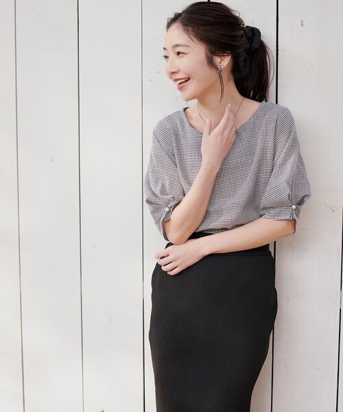 「natural couture」 半袖ブラウス FREE ライトグレー レディース_画像6