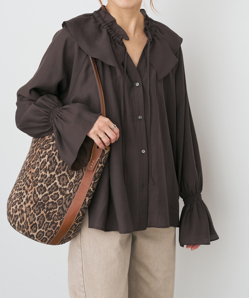 スピック＆スパン（Spick and Span）/ポリアセテートラッフルカラーブラウス Spick＆Span（スピック アンド スパン） ブラウス シャツ ポリ