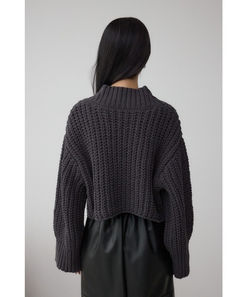 moussy ハイネックニット グレー SHAGGY SLEEVE H/N KNIT/シャギースリーブハイネックニット（ニット