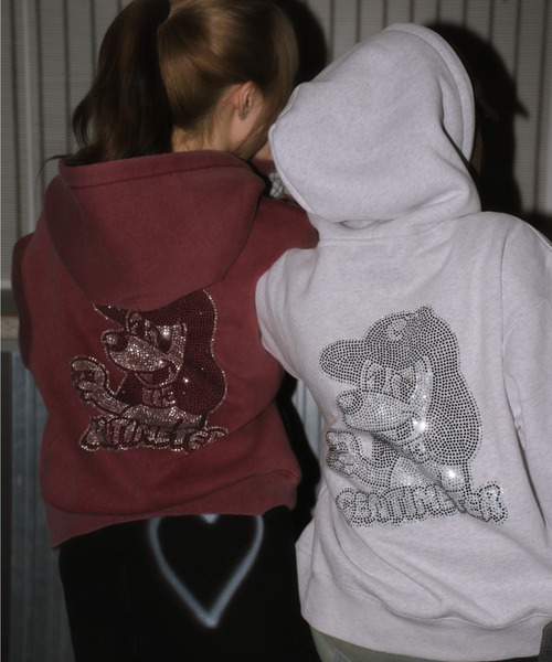 centimeter（センチメーター） パーカー CMT ruler rhinestone zip