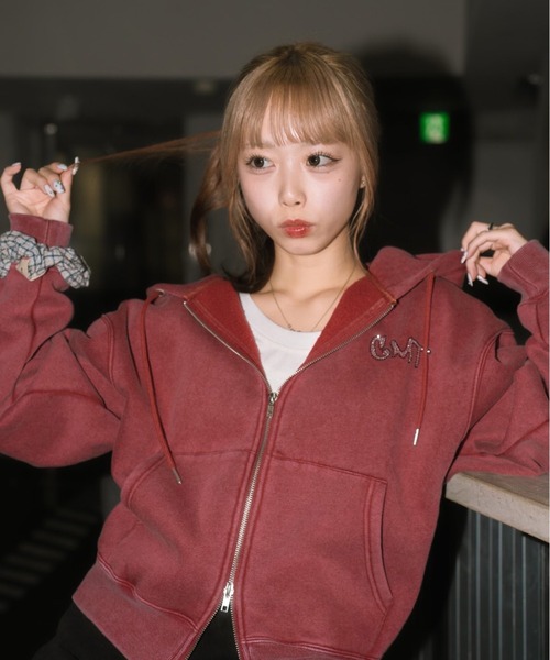 centimeter（センチメーター） パーカー CMT ruler rhinestone zip