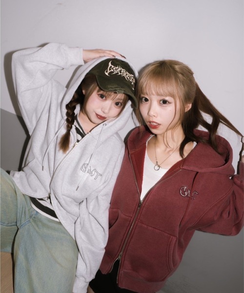 centimeter（センチメーター） パーカー CMT ruler rhinestone zip