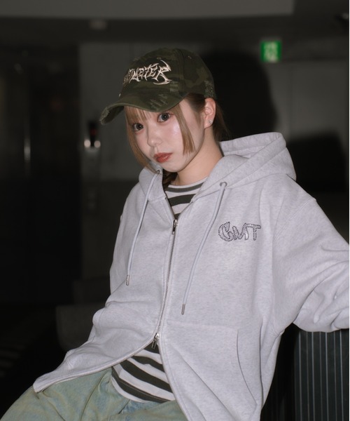 centimeter ジップパーカー centimeter（センチメーター） パーカー CMT ruler rhinestone zip