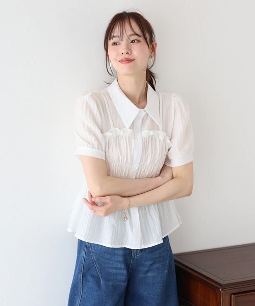 「BLUEEAST」 半袖シャツ MEDIUM ホワイト レディース_画像5