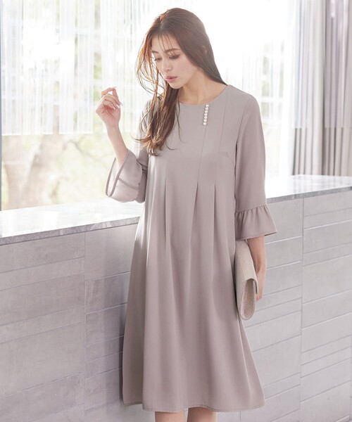 「Tiaclasse」 7分袖ワンピース 11号 ネイビー レディース_画像4