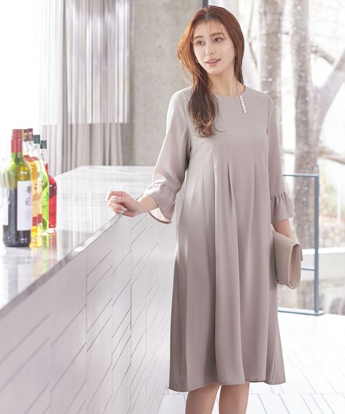 「Tiaclasse」 7分袖ワンピース 11号 ネイビー レディース_画像7