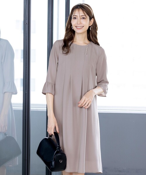 「Tiaclasse」 7分袖ワンピース 11号 ネイビー レディース_画像9