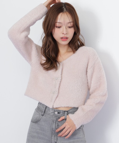 JILLSTUARTアリアナビジュー調付ニットカーディガン JILL by JILL STUART（ジルバイジルスチュアート） ニット セーター