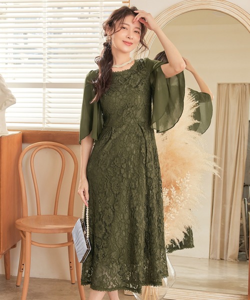 「DRESS PLUS」 7分袖ワンピース M ネイビー レディース_画像7