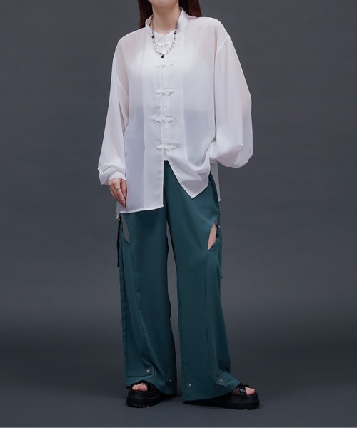 「Ellno Loset」 長袖シャツ MEDIUM ブルーグレー メンズ_画像2