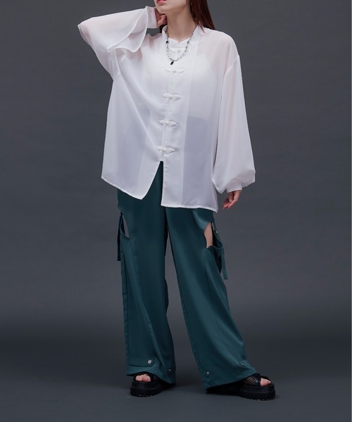 「Ellno Loset」 長袖シャツ MEDIUM ブルーグレー メンズ_画像3