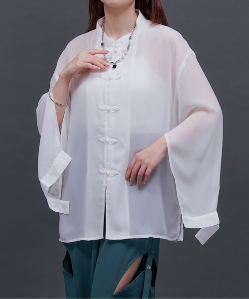 「Ellno Loset」 長袖シャツ MEDIUM ブルーグレー メンズ_画像7