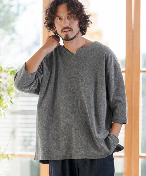 CAMBIO（カンビオ） tシャツ mlt5521- キーネックパイル7分袖