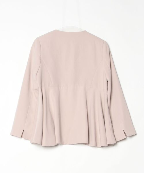 「Flolia」 ノーカラージャケット M ベージュ レディース_画像2