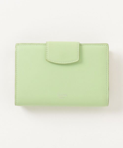 CELINE オリーブグリーン 二つ折り財布 セリーヌ 二つ折り 長財布 グリーン ホワイト 蛇柄 美品 トライ