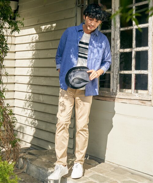 「ikka」 7分袖シャツ L ブルー メンズ_画像7