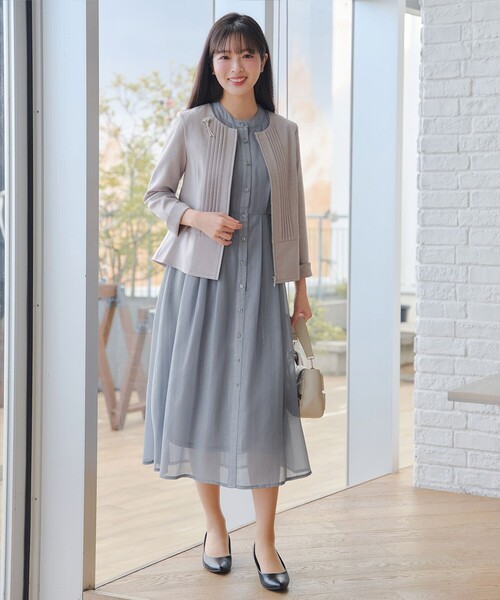 レイパキッシュ リボン ドレス シフォンワンピース ショール キナリ×ブラック レース切替リボンドレス(ブラック)SR1-308BL-L | OTONA DRESS