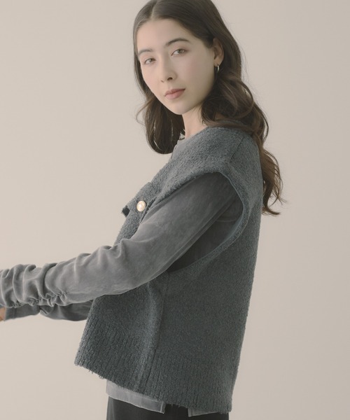 「saloon」 ニットベスト FREE ブルー レディース_画像3