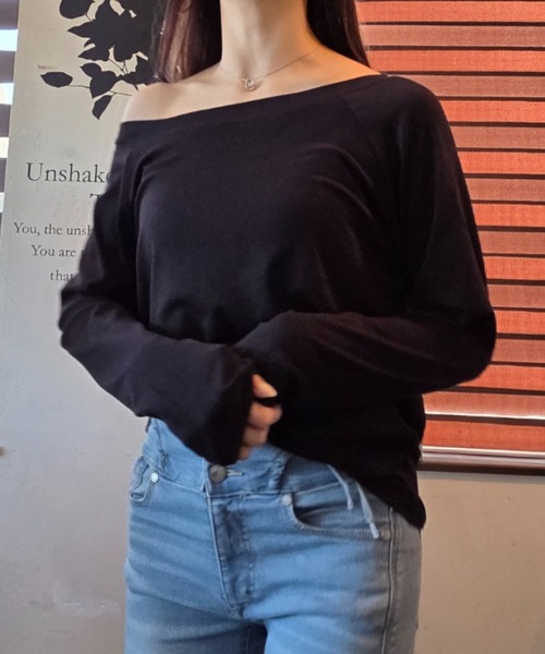 tシャツ ワンショルダー ドルマンスリーブ 長袖カットソー レディース