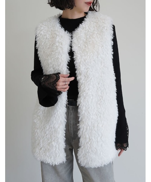 「Re:EDIT」 ベスト MEDIUM グレー レディース_画像5