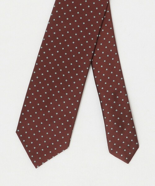 【美品】FRANCO BASSI カシミヤ100% ネクタイ ダークブラウン FRANCO BASSI（フランコバッシ） ネクタイ ピン ドット ジャガード