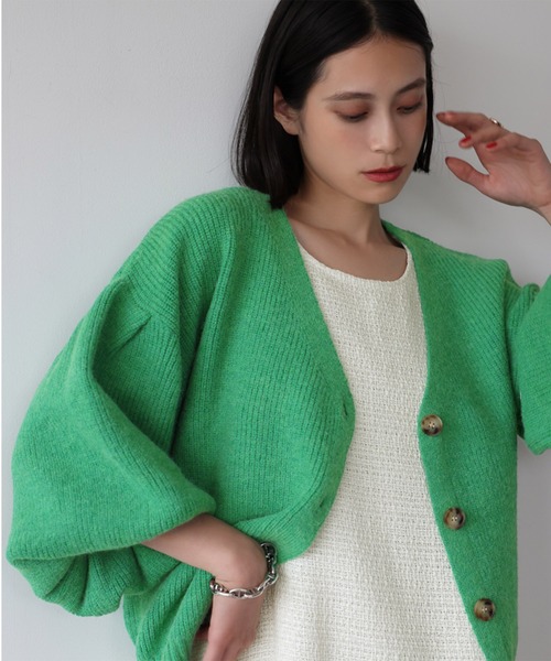 「ELFRANK」 ニットカーディガン FREE グリーン レディース_画像6