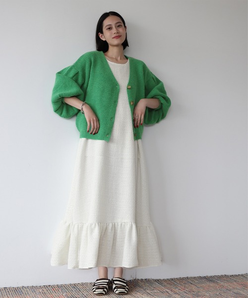 「ELFRANK」 ニットカーディガン FREE グリーン レディース_画像9