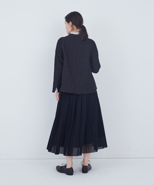 【アデュートリステス】 リーフカット ノーカラー ジャケット ブラック ADIEU TRISTESSE（アデュートリステス） ジャケット ノーカラー