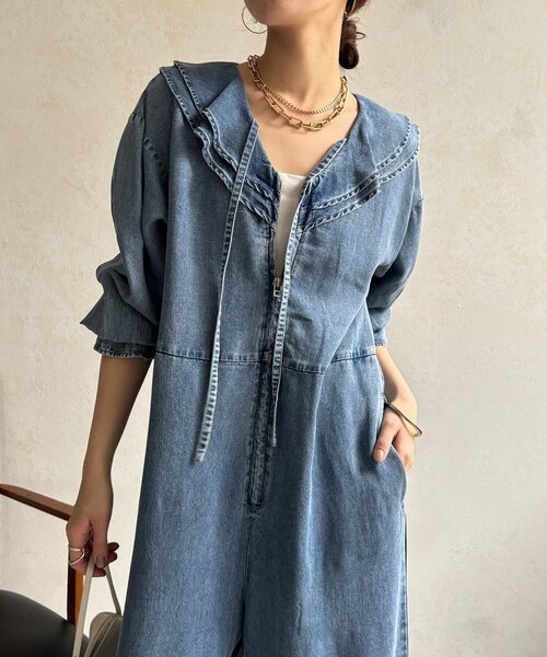 DouDou（ドゥドゥ） オールインワン 「WEB限定」フリルデニムオール