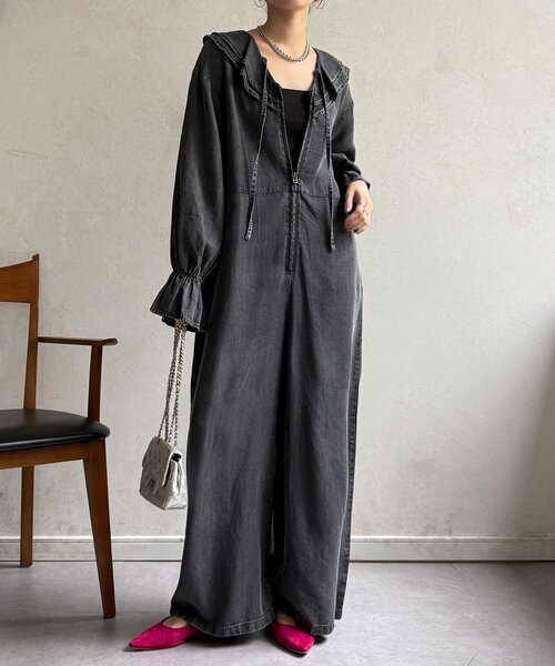 DouDou（ドゥドゥ） オールインワン 「WEB限定」フリルデニムオール