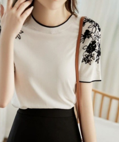 「deux amour」 半袖ニット FREE ホワイト レディース_画像4