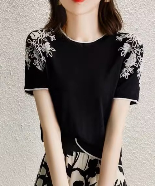 「deux amour」 半袖ニット FREE ホワイト レディース_画像8