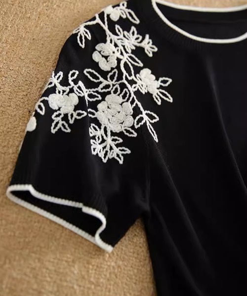 「deux amour」 半袖ニット FREE ホワイト レディース_画像9