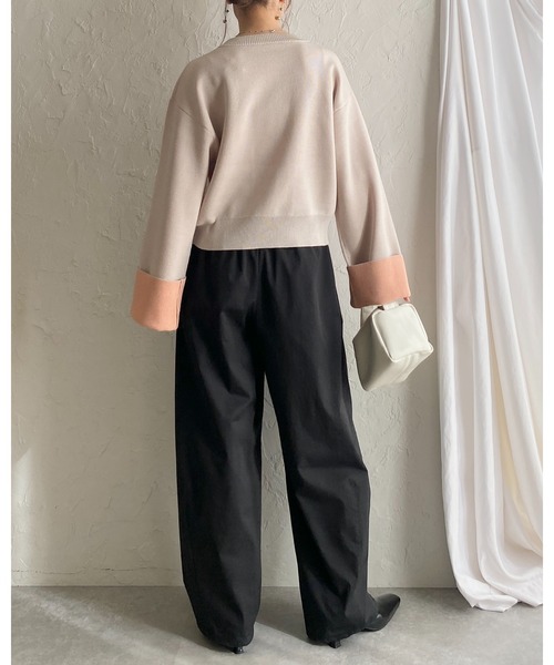 She's Closet カーディガン ショート丈 長袖 配色バイカラー ニット
