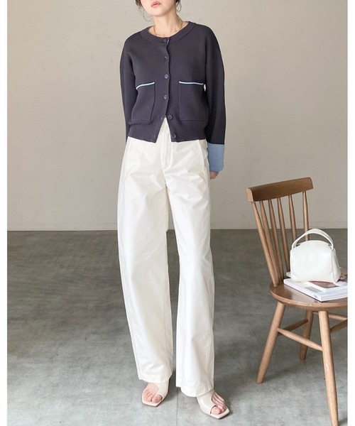 She's Closet カーディガン ショート丈 長袖 配色バイカラー ニット