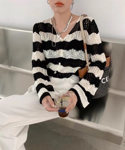 「by muni:r」 ニットカーディガン FREE ブラック レディース_画像3