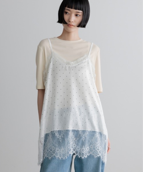 LOWRYS FARM（ローリーズファーム） tシャツ サテンレースキャミ