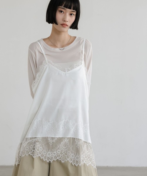 LOWRYS FARM（ローリーズファーム） tシャツ サテンレースキャミ