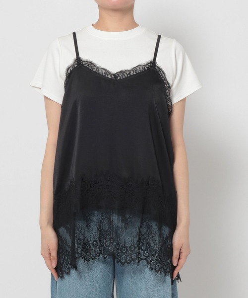 LOWRYS FARM（ローリーズファーム） tシャツ サテンレースキャミ