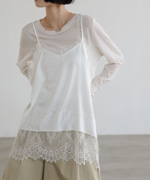 LOWRYS FARM（ローリーズファーム） tシャツ サテンレースキャミ