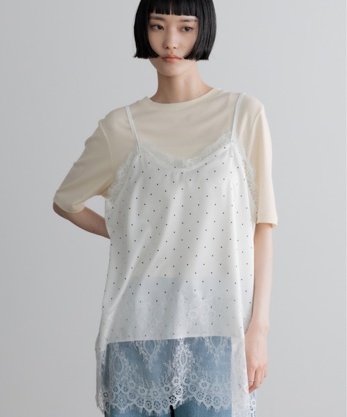 LOWRYS FARM（ローリーズファーム） tシャツ サテンレースキャミ