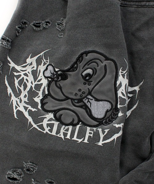 GALFY ガルフィー ジャージパンツ ワイドパンツ 犬刺繍 ブラック GALFY（ガルフィー） ワイドパンツ スウェットパンツ ジャージ 「GALFY