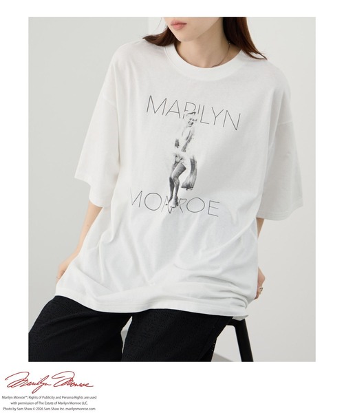 tシャツ マリリン・モンロー モノクロ実写フォトプリント ルーズ半袖T