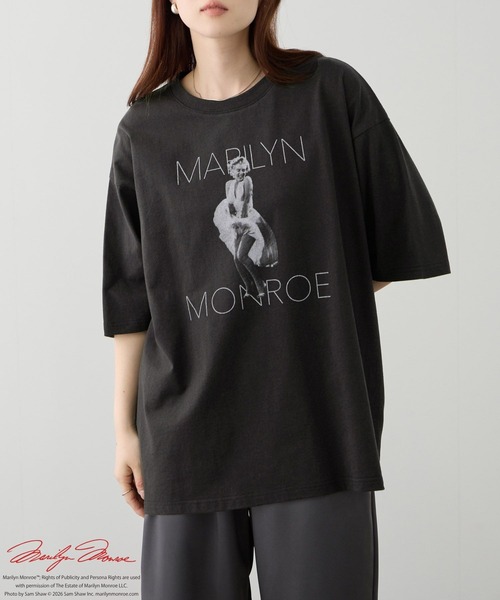 tシャツ マリリン・モンロー モノクロ実写フォトプリント ルーズ半袖T