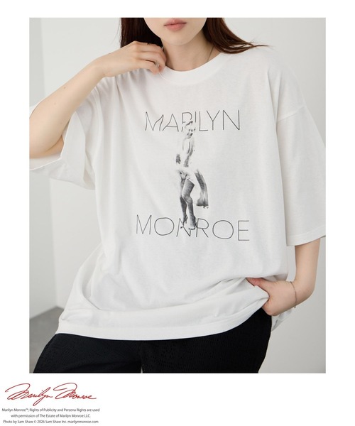 tシャツ マリリン・モンロー モノクロ実写フォトプリント ルーズ半袖T