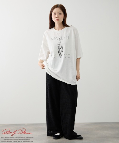 配送込　xenosurfboard デュアルツイン　マリリン・モンロー tシャツ マリリン・モンロー モノクロ実写フォトプリント ルーズ半袖T