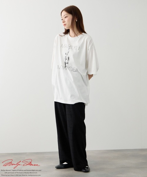 tシャツ マリリン・モンロー モノクロ実写フォトプリント ルーズ半袖T